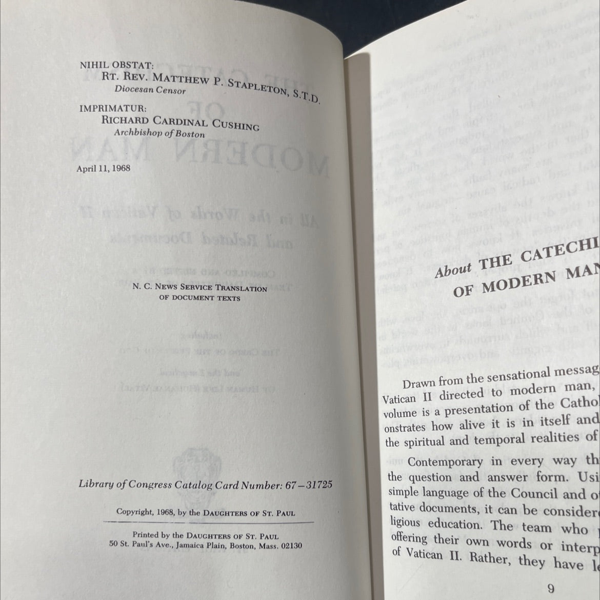 the catechism of modern man book, by daughters of st. paul, 1968 Hardcover image 3