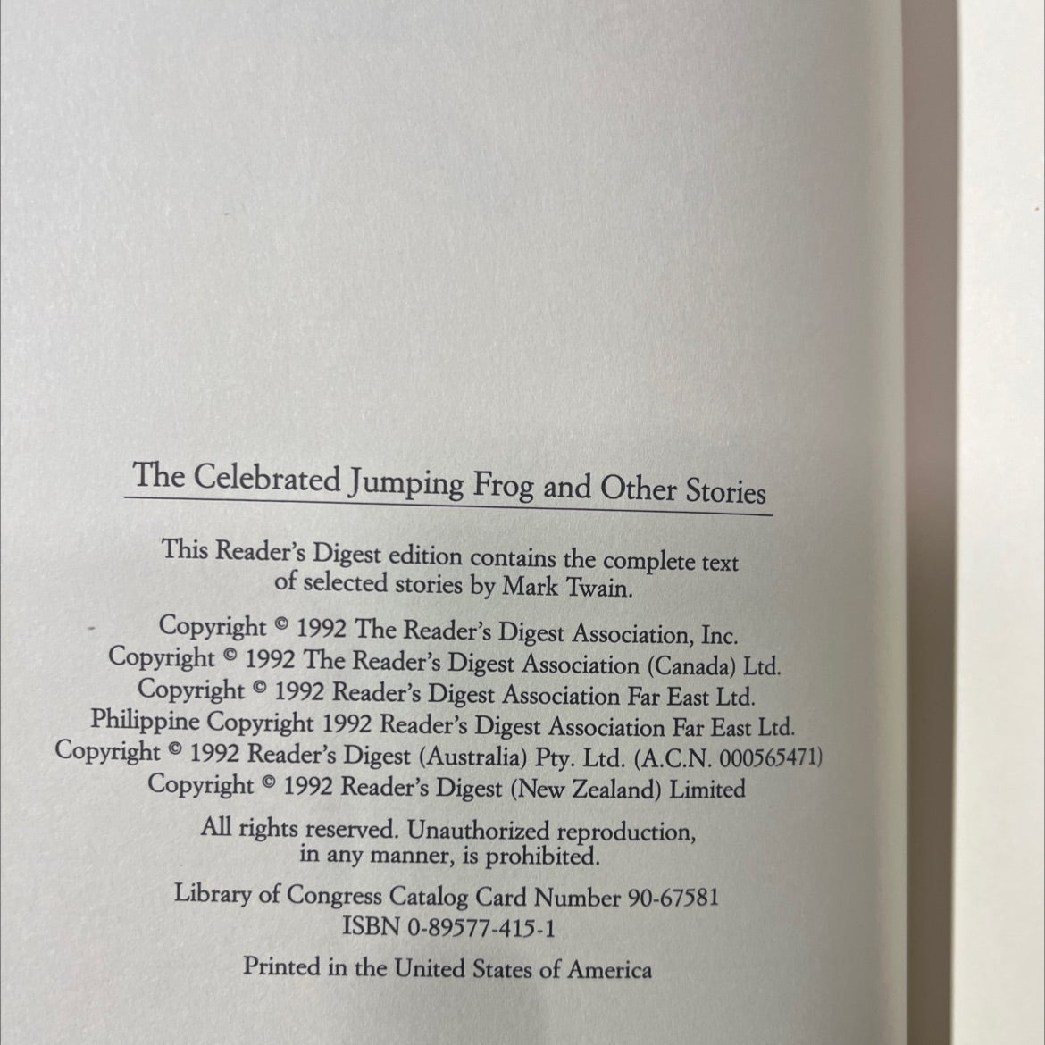 the celebrated jumping frog and other stories book, by mark twain, 1992 Hardcover image 3