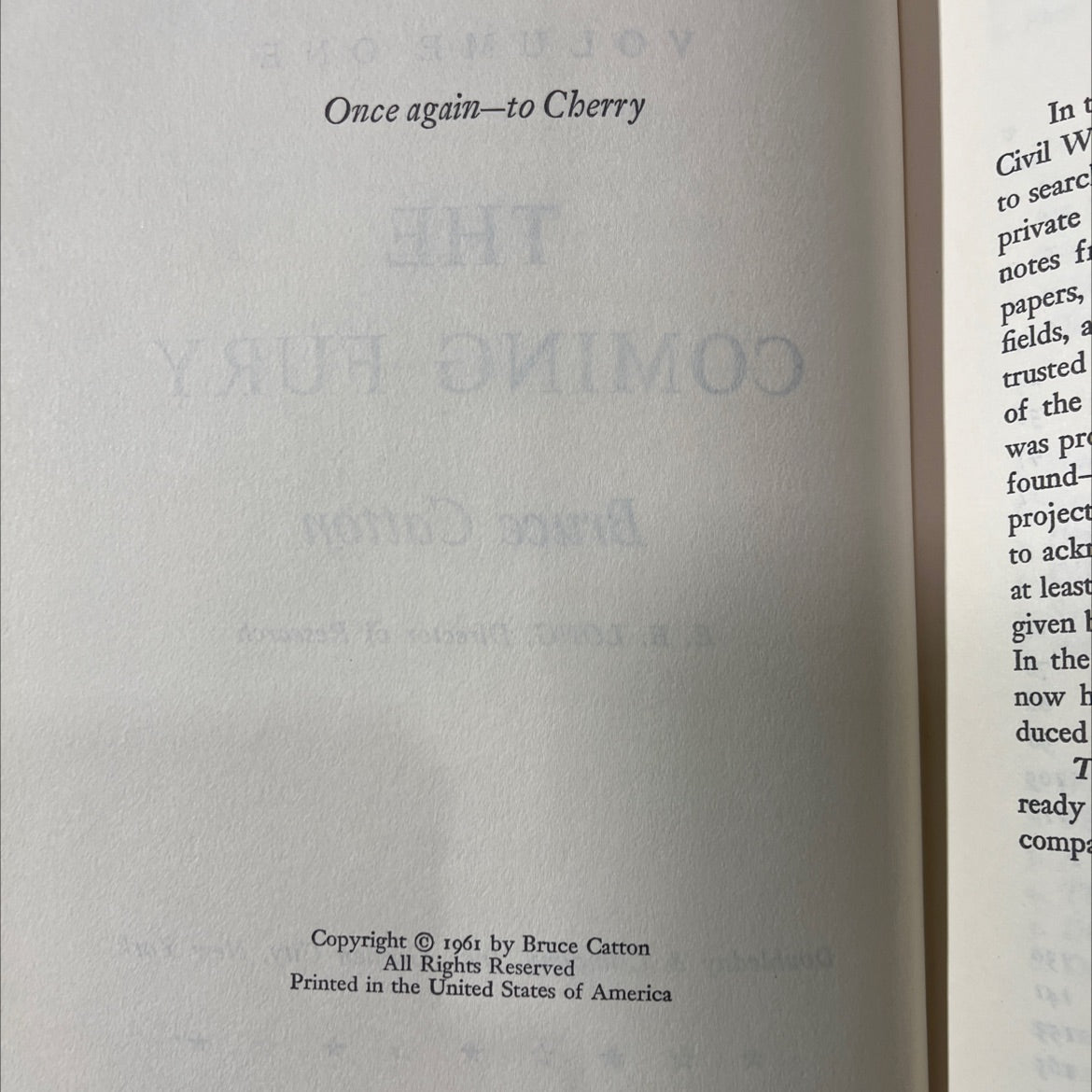 the centennial history of the civil war volume one the coming fury book, by Bruce Catton, 1961 Hardcover image 3