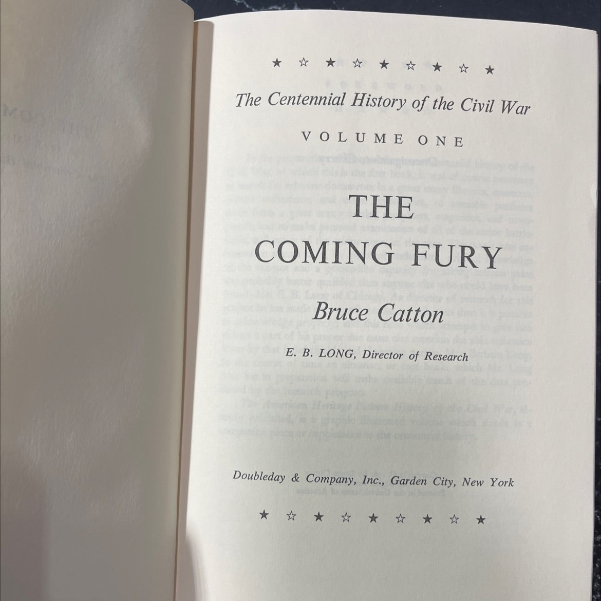 the centennial history of the civil war volume one the coming fury book, by Bruce Catton, 1961 Hardcover image 2