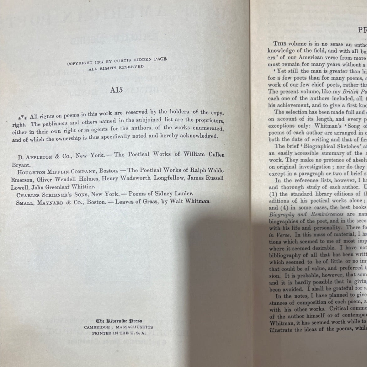 the chief american poets selected poems book, by curtis hidden page, 1905 Hardcover image 3