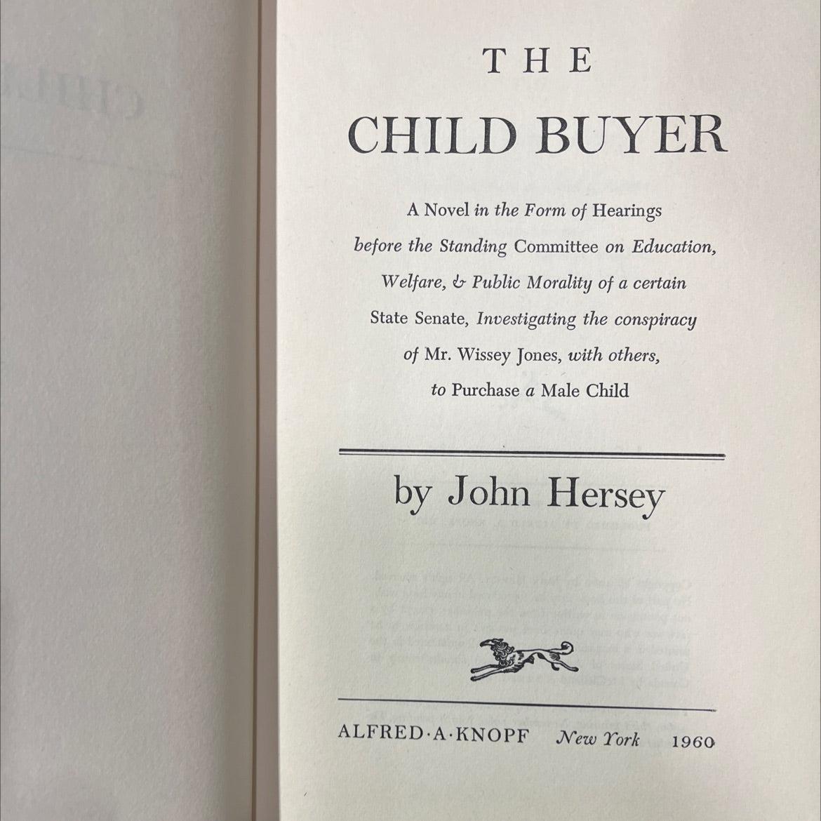 the child buyer book, by john hersey, 1960 Hardcover image 2