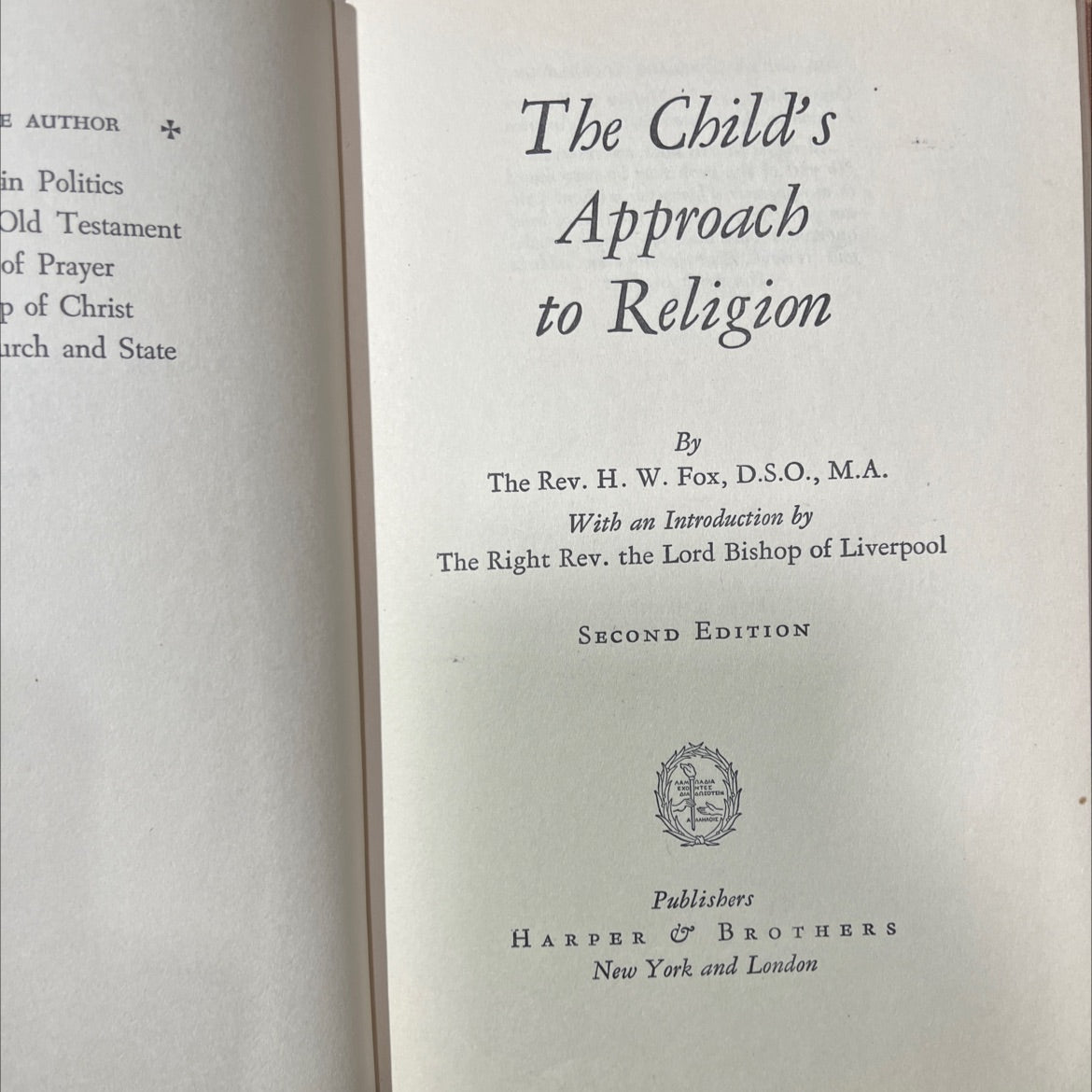 the child's approach to religion book, by rev. h. w. fox, 1945 Hardcover image 2