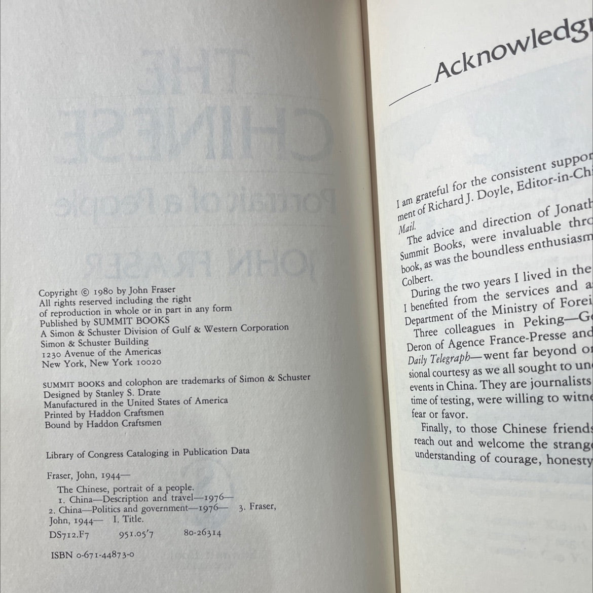 the chinese portrait of a people book, by john fraser, 1980 Hardcover image 3