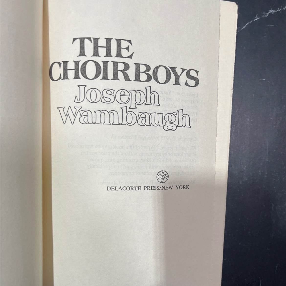 the choirboys book, by Joseph Wambaugh, 1975 Hardcover image 2