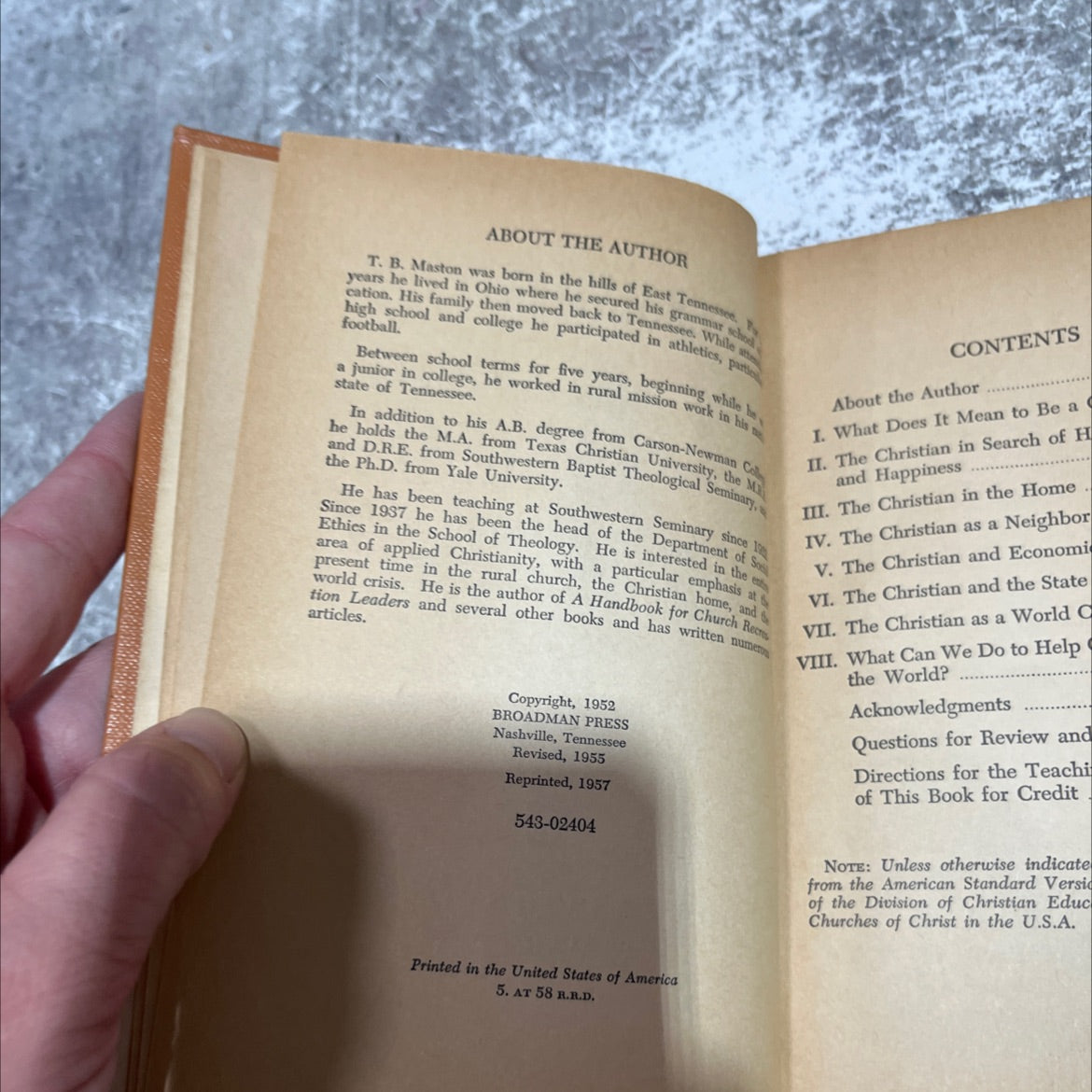 the christian in the modern world book, by t. b. maston, 1957 Hardcover image 3