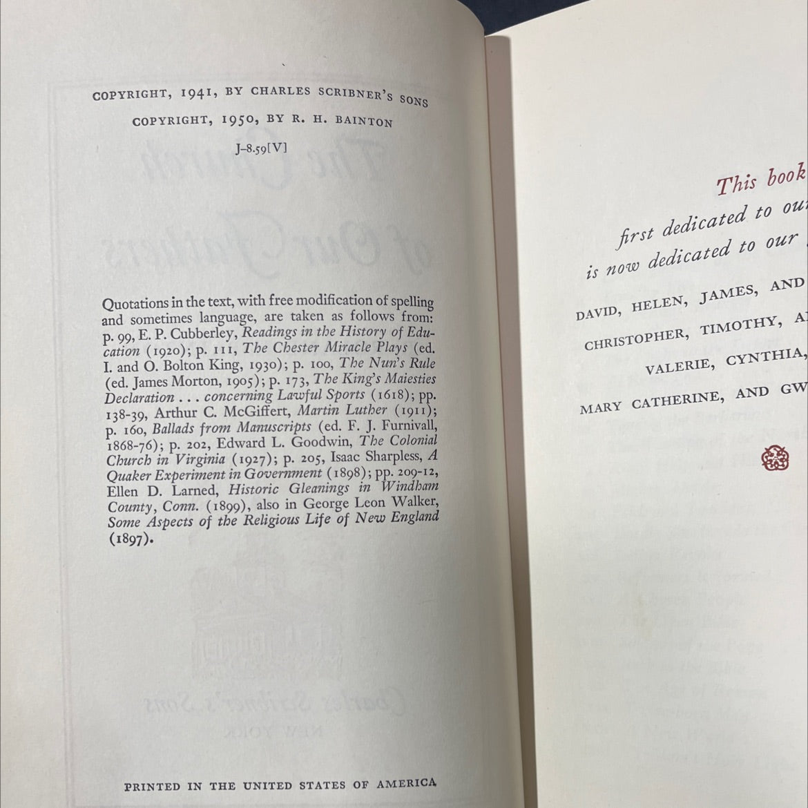 the church of our fathers book, by roland h. bainton, 1950 Hardcover image 3