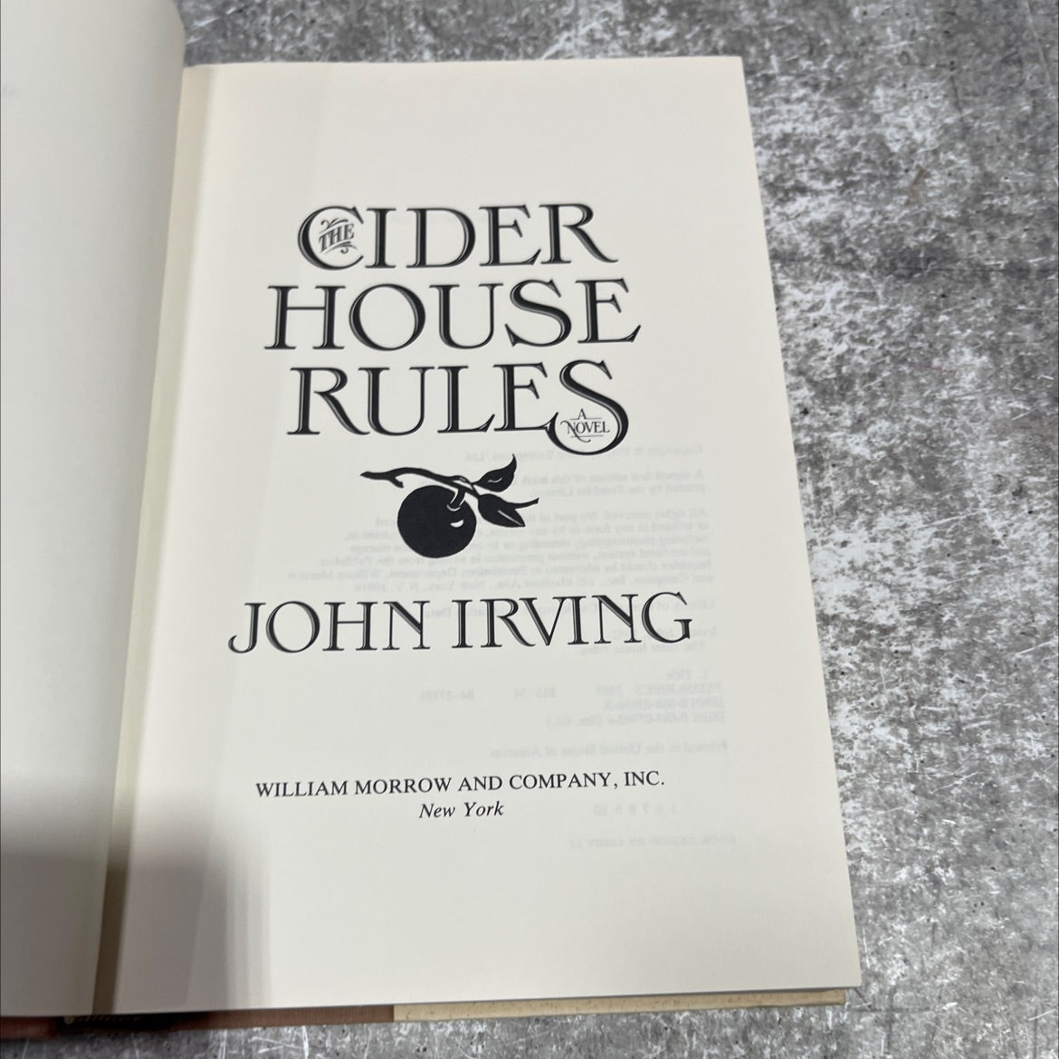 the cider house rules book, by john irving, 1985 Hardcover image 2