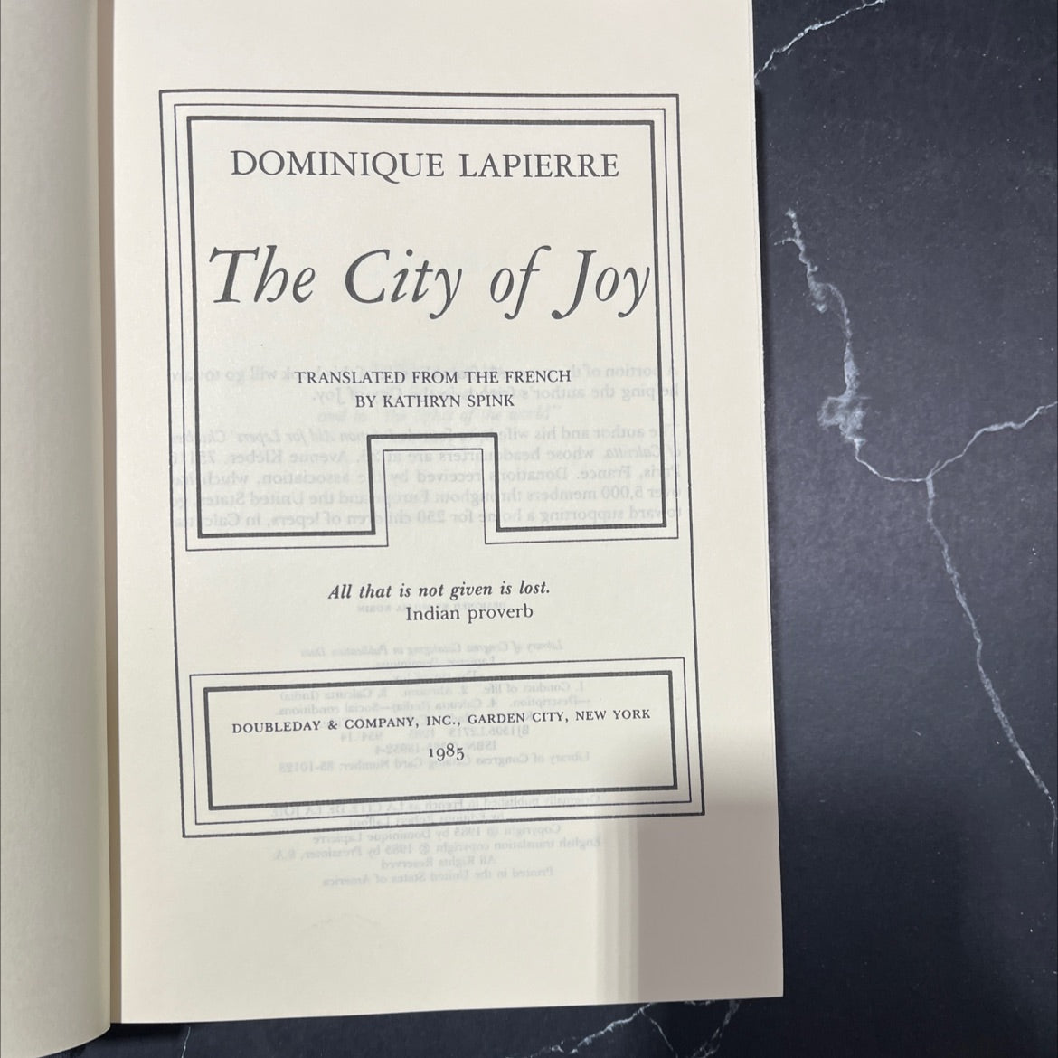 the city of joy book, by dominique lapierre, 1985 Hardcover image 2