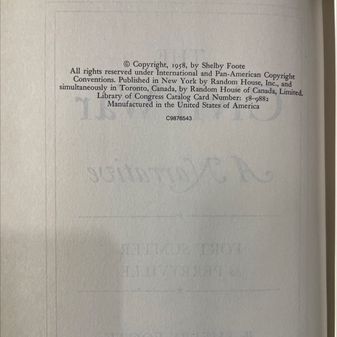 the civil war a narrative fort sumter to perryville book, by shelby foote, 1958 Hardcover image 3