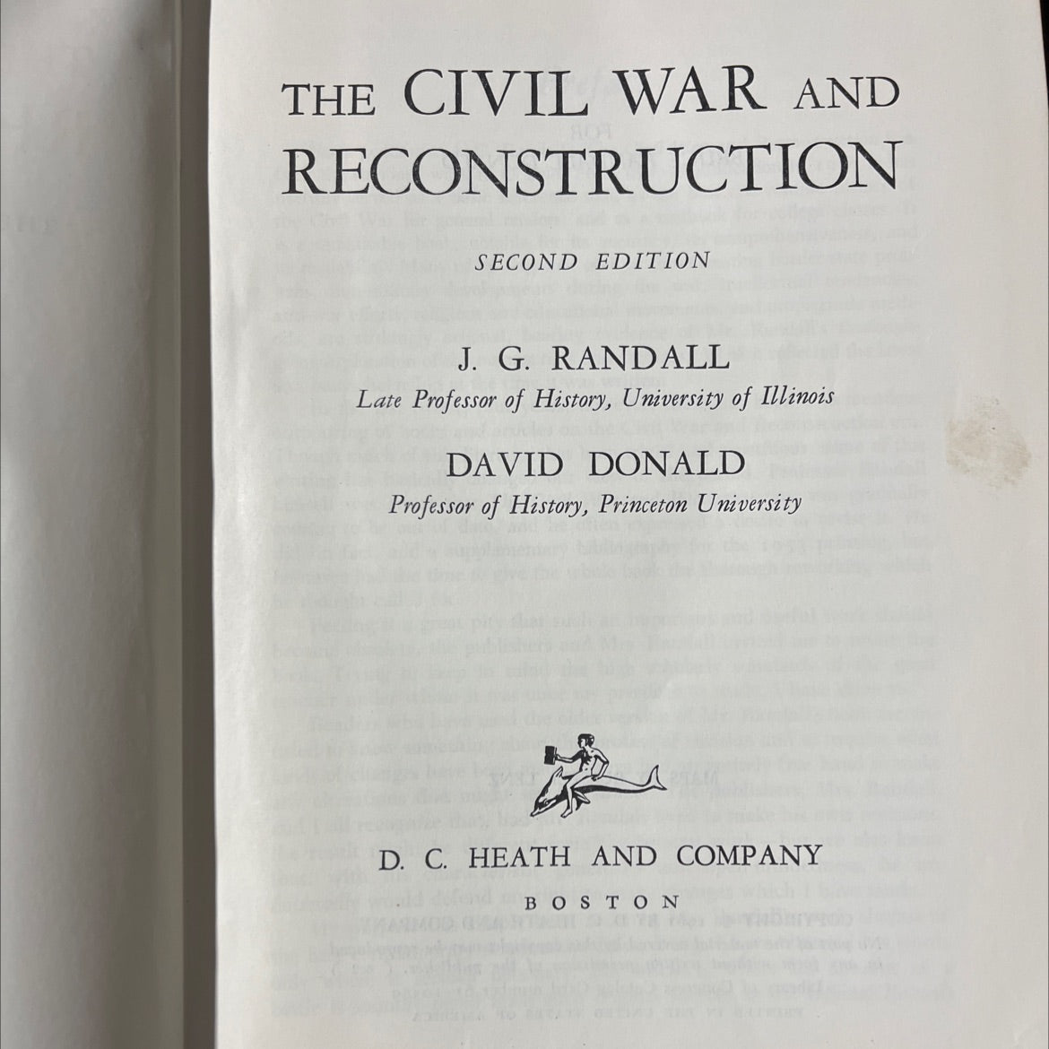 the civil war and reconstruction second edition book, by j. g. randall, david donald, 1961 Hardcover image 2
