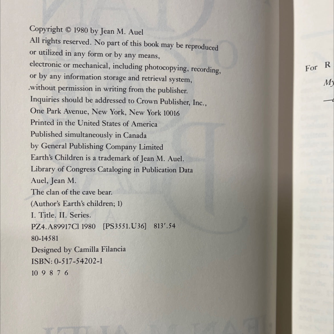 the clan of the cave bear book, by Jean M. Auel, 1980 Hardcover image 3