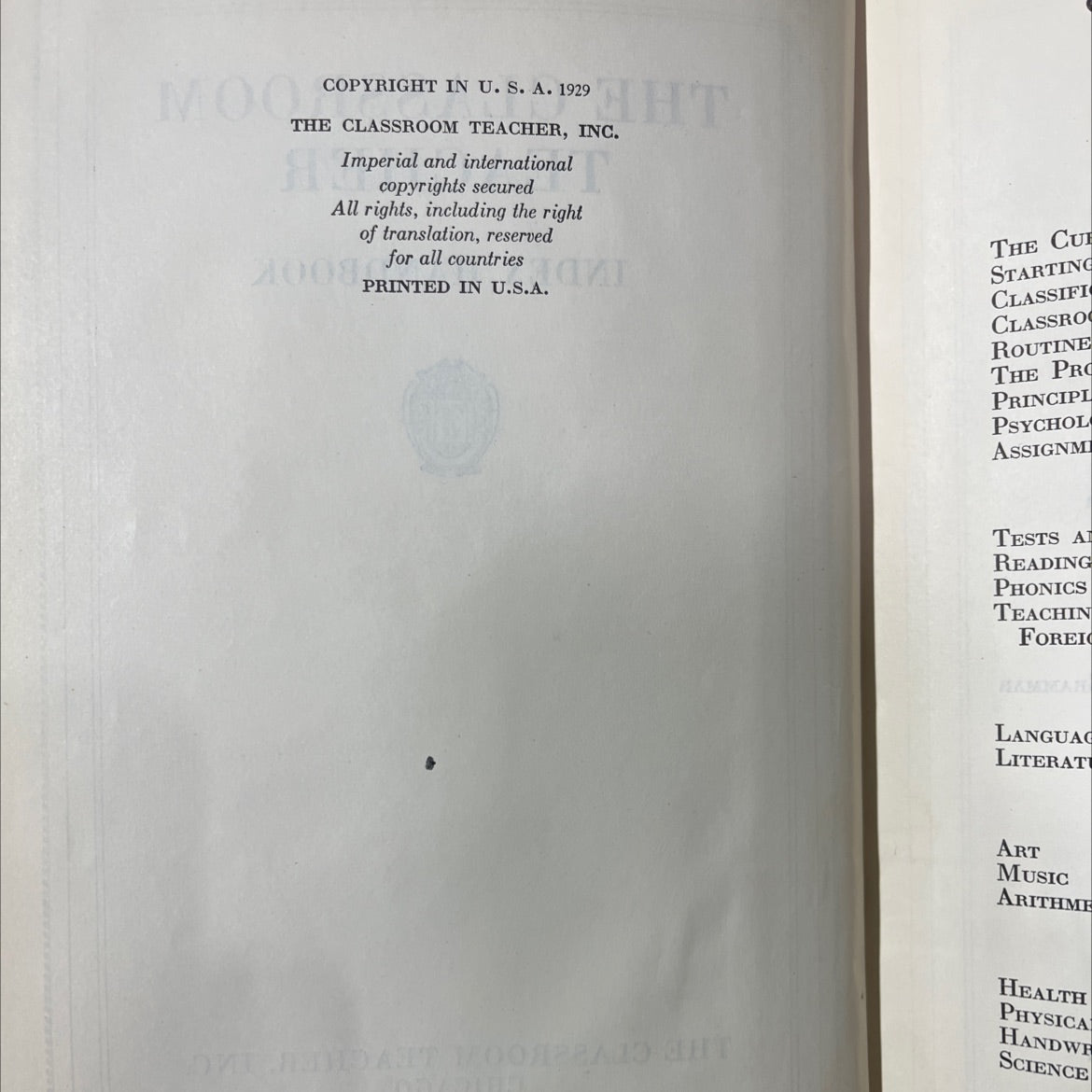 the classroom teacher index handbook book, by unknown, 1929 Hardcover image 3