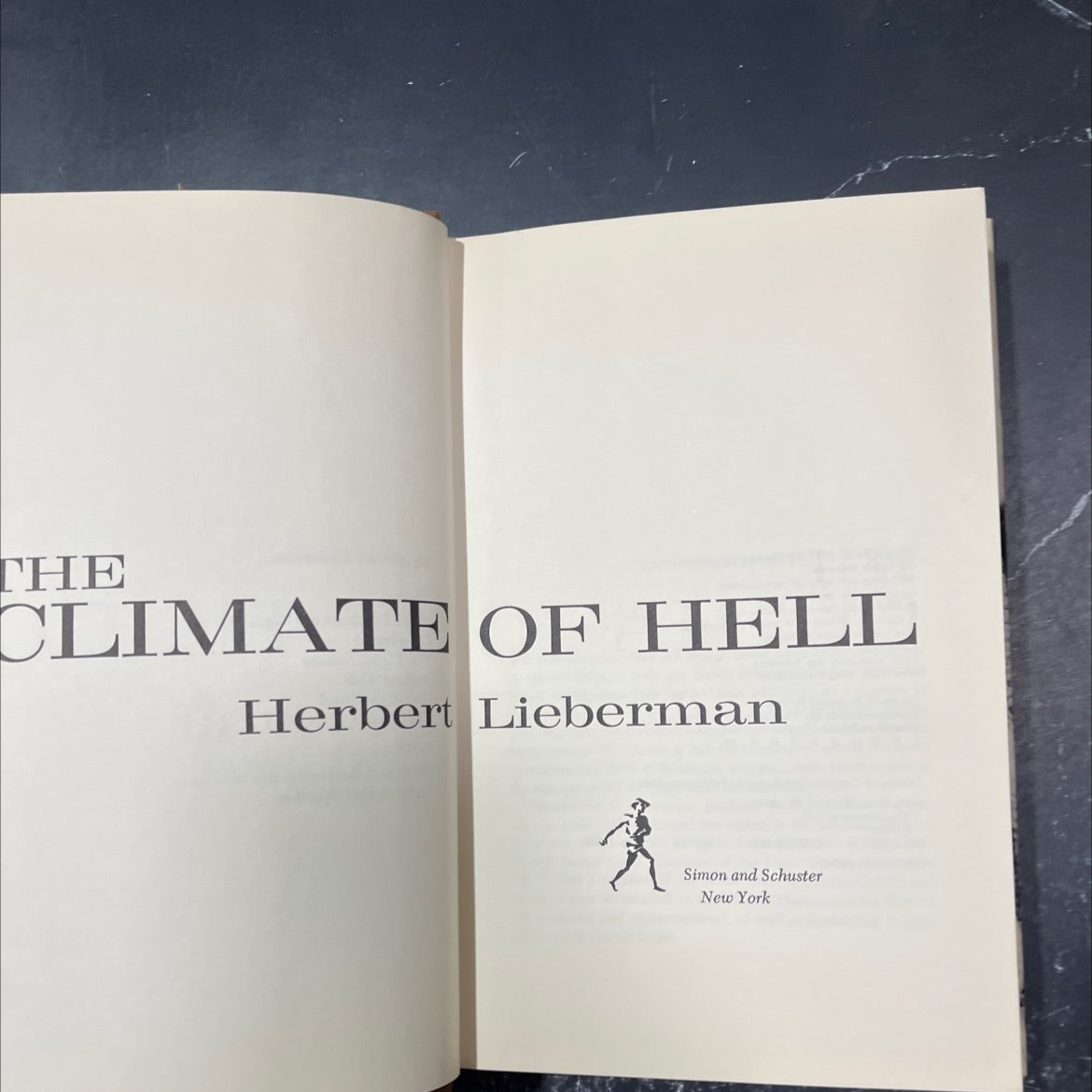 the climate of hell book, by Herbert Lieberman, 1978 Hardcover image 2