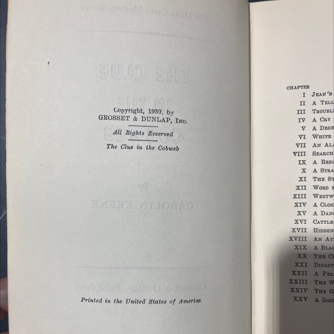 the clue in the cobweb book, by carolyn keene, 1939 Hardcover image 3