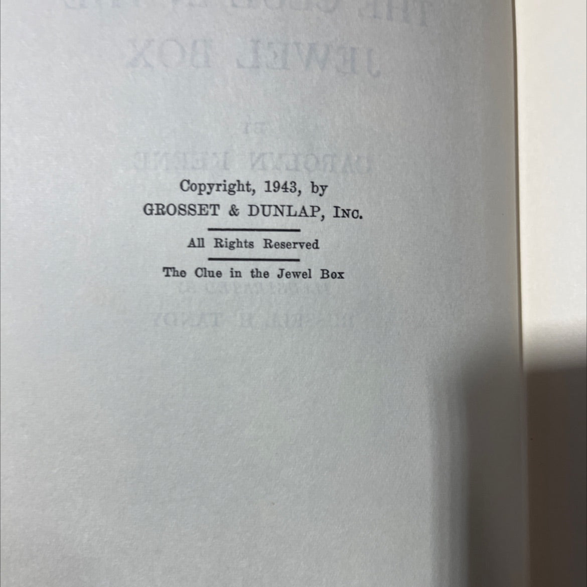 the clue in the jewel box book, by carolyn keene, 1943 Hardcover image 3