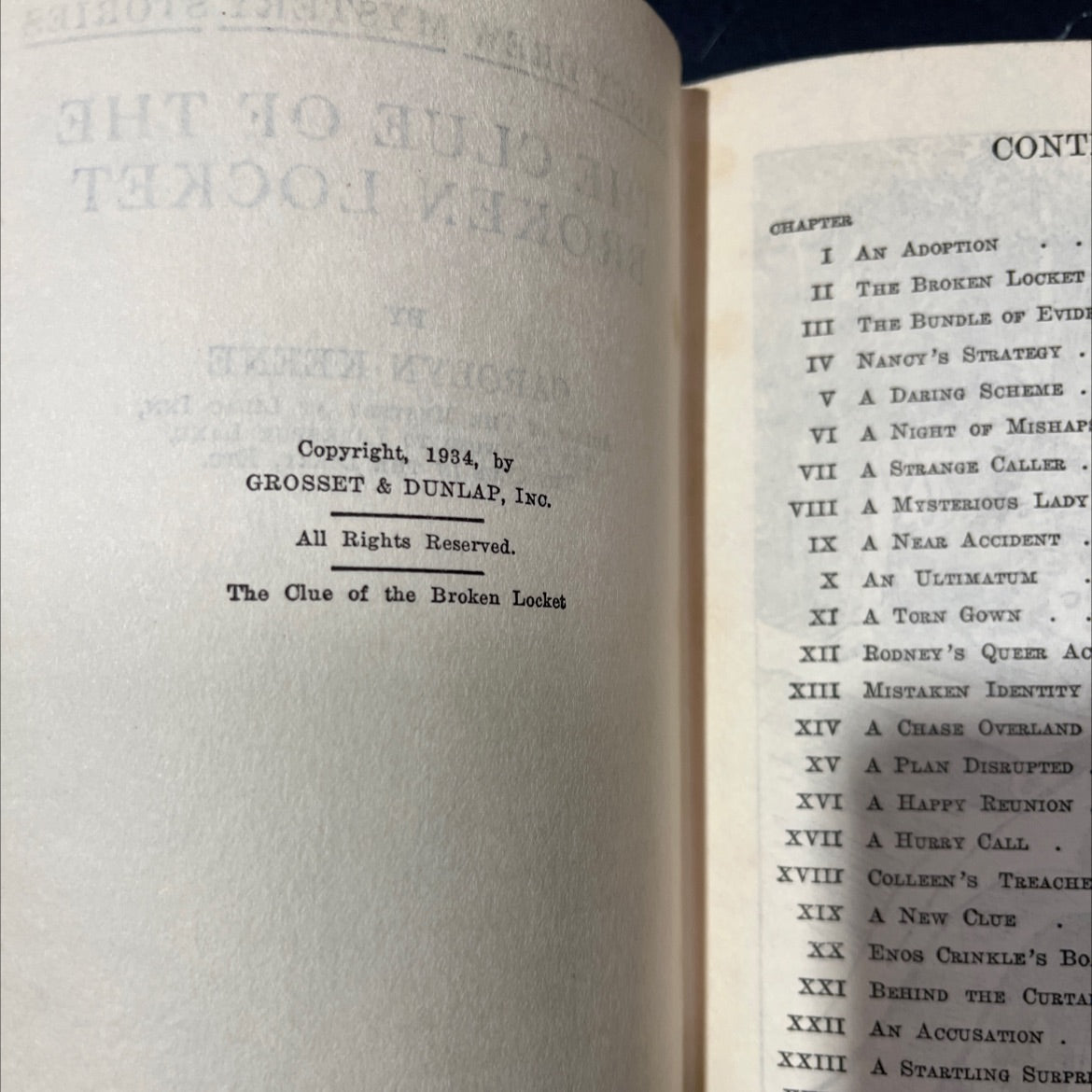 the clue of the broken locket book, by carolyn keene, 1934 Hardcover image 3