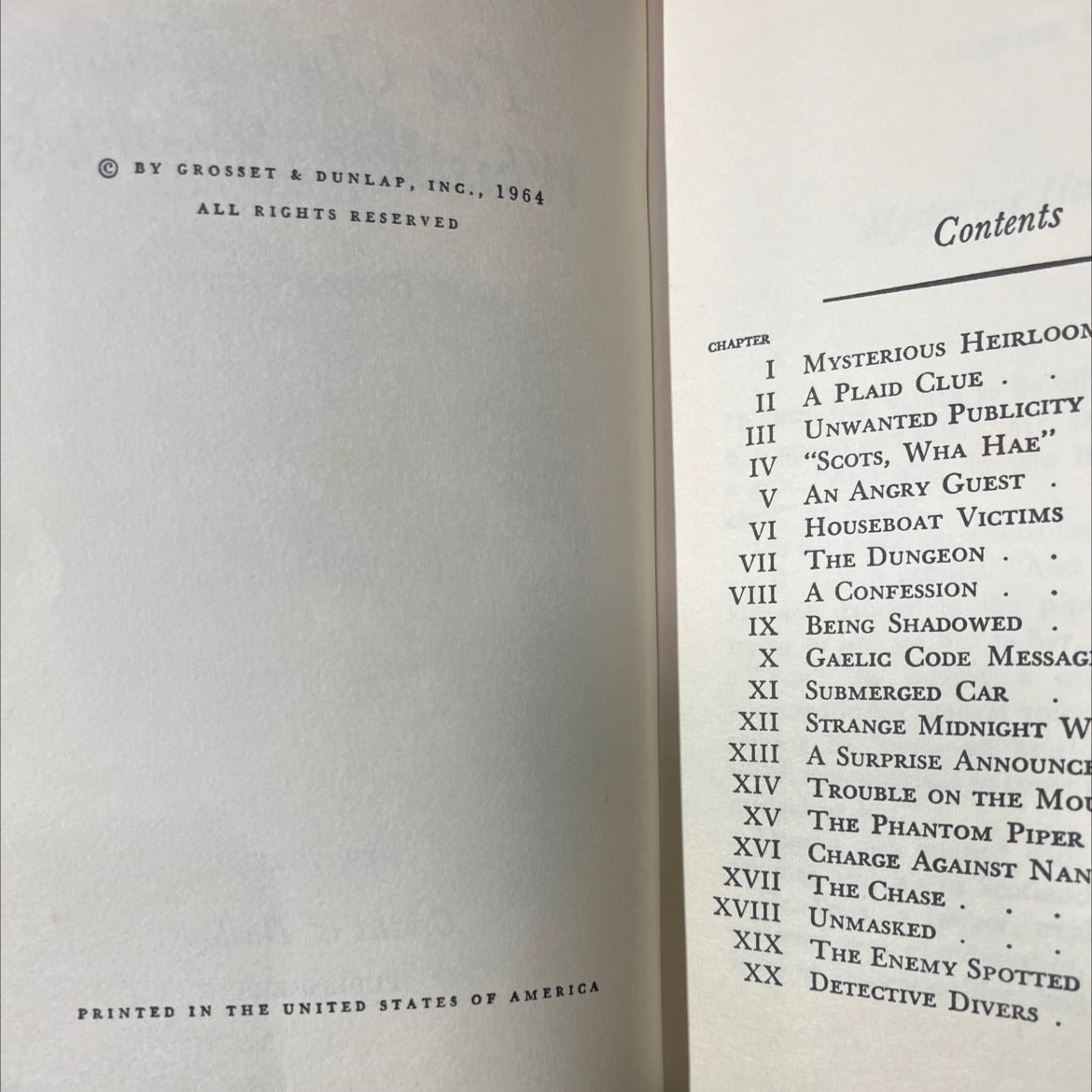 the clue of the whistling bagpipes book, by carolyn keene, 1964 Hardcover image 3