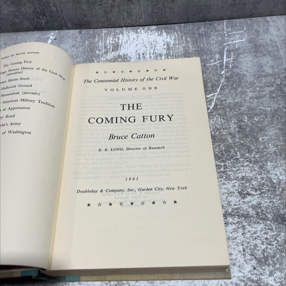 the coming fury book, by bruce catton, 1961 Hardcover image 2