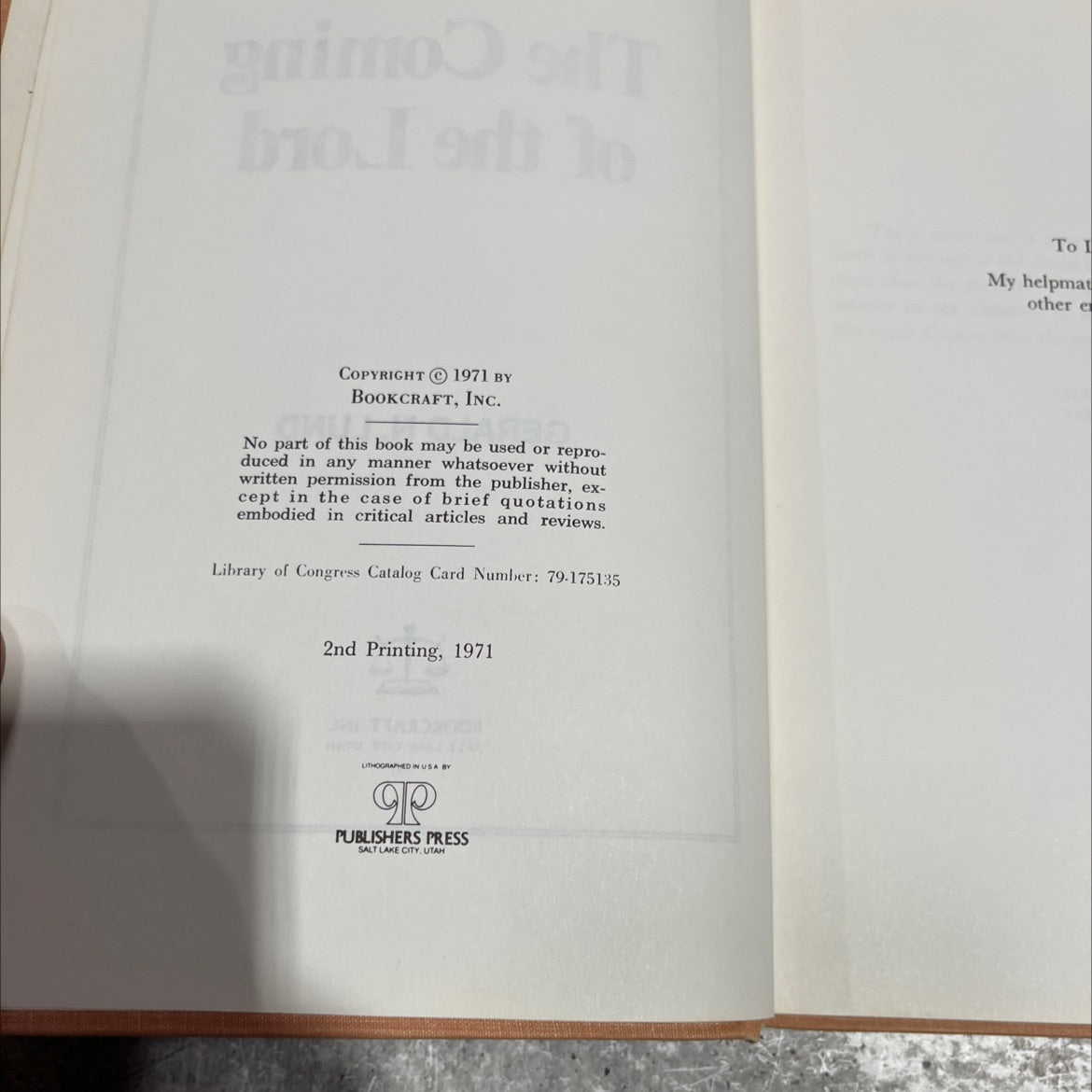 the coming of the lord book, by gerald n. lund, 1978 Hardcover image 3