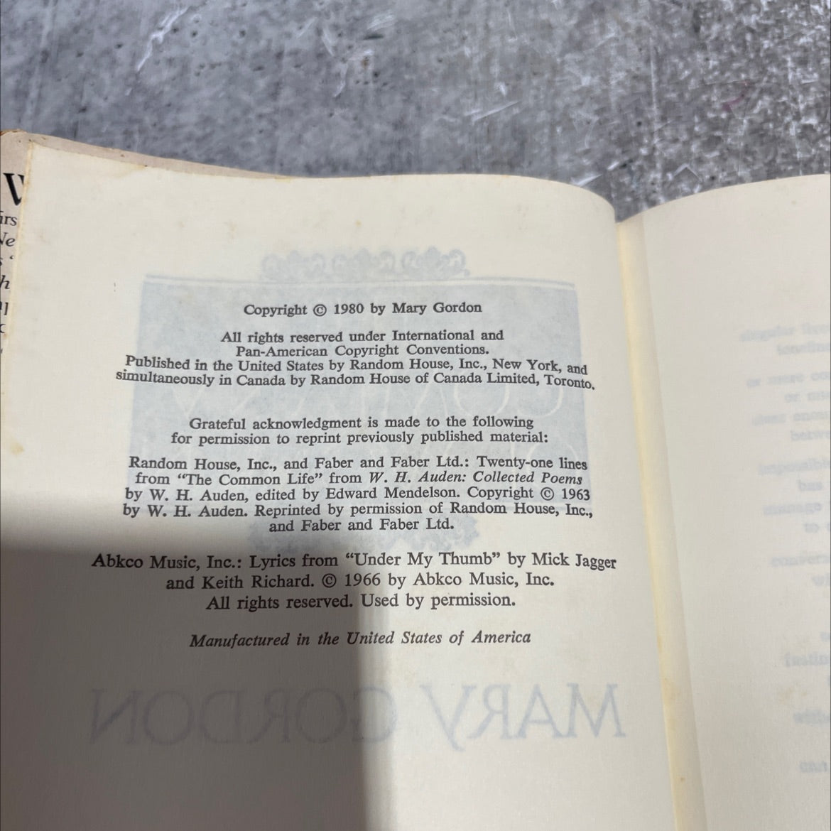 the company of women book, by mary gordon, 1980 Hardcover image 3