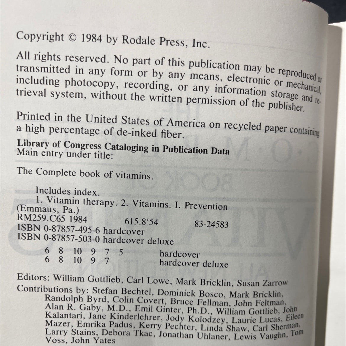 the complete book of vitamins all new edition book, by editors of prevention magazine, 1984 Hardcover image 3