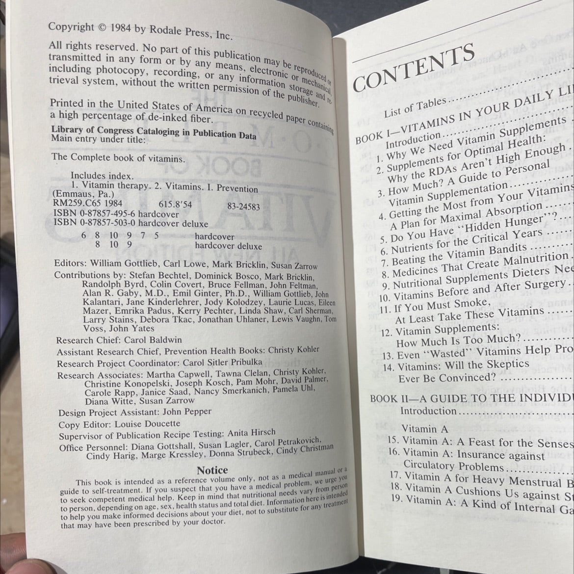 the complete book of vitamins all new edition book, by editors of prevention magazine, 1984 Hardcover image 3