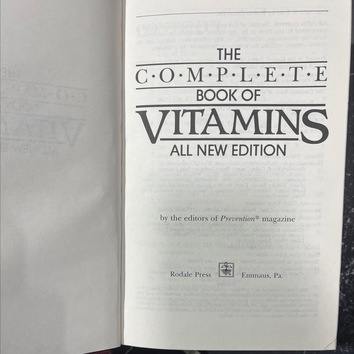 the complete book of vitamins all new edition book, by editors of prevention magazine, 1984 Hardcover image 2