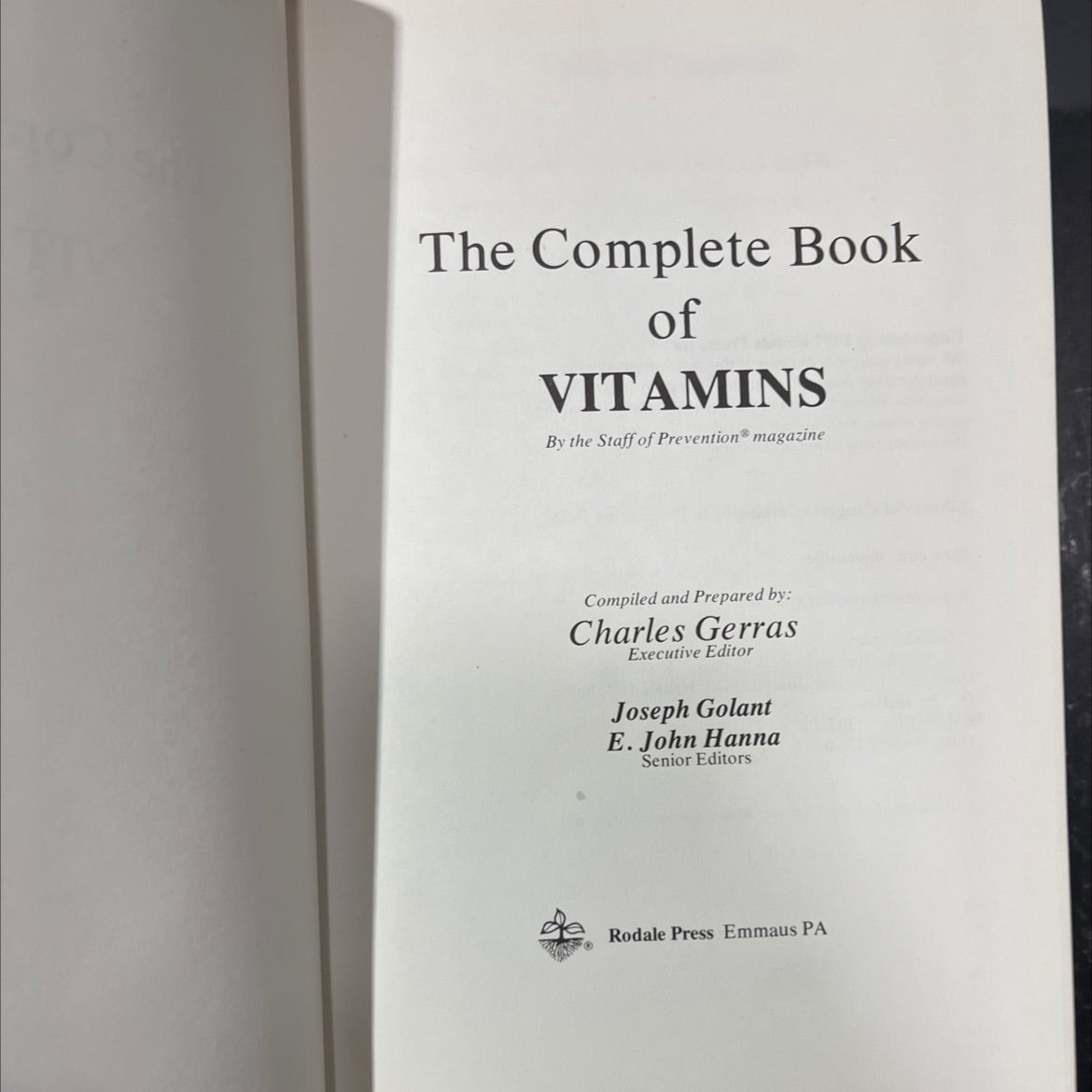 the complete book of vitamins book, by staff of prevention magazine, 1977 Hardcover image 2