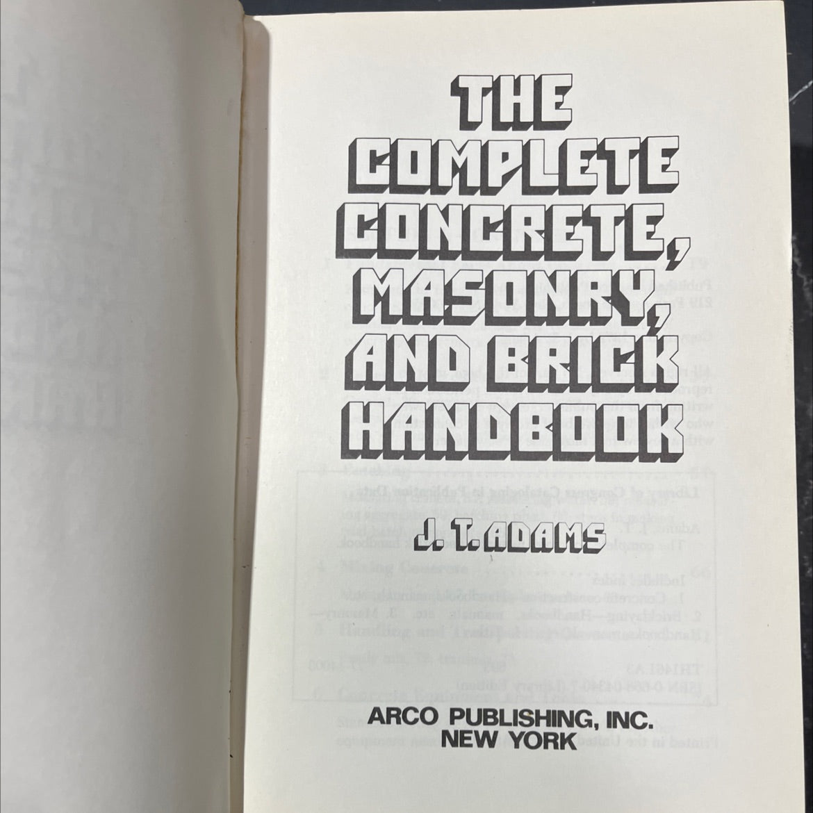 the complete concrete, masonry and brick handbook book, by J.T. Adams, 1979 Hardcover image 2