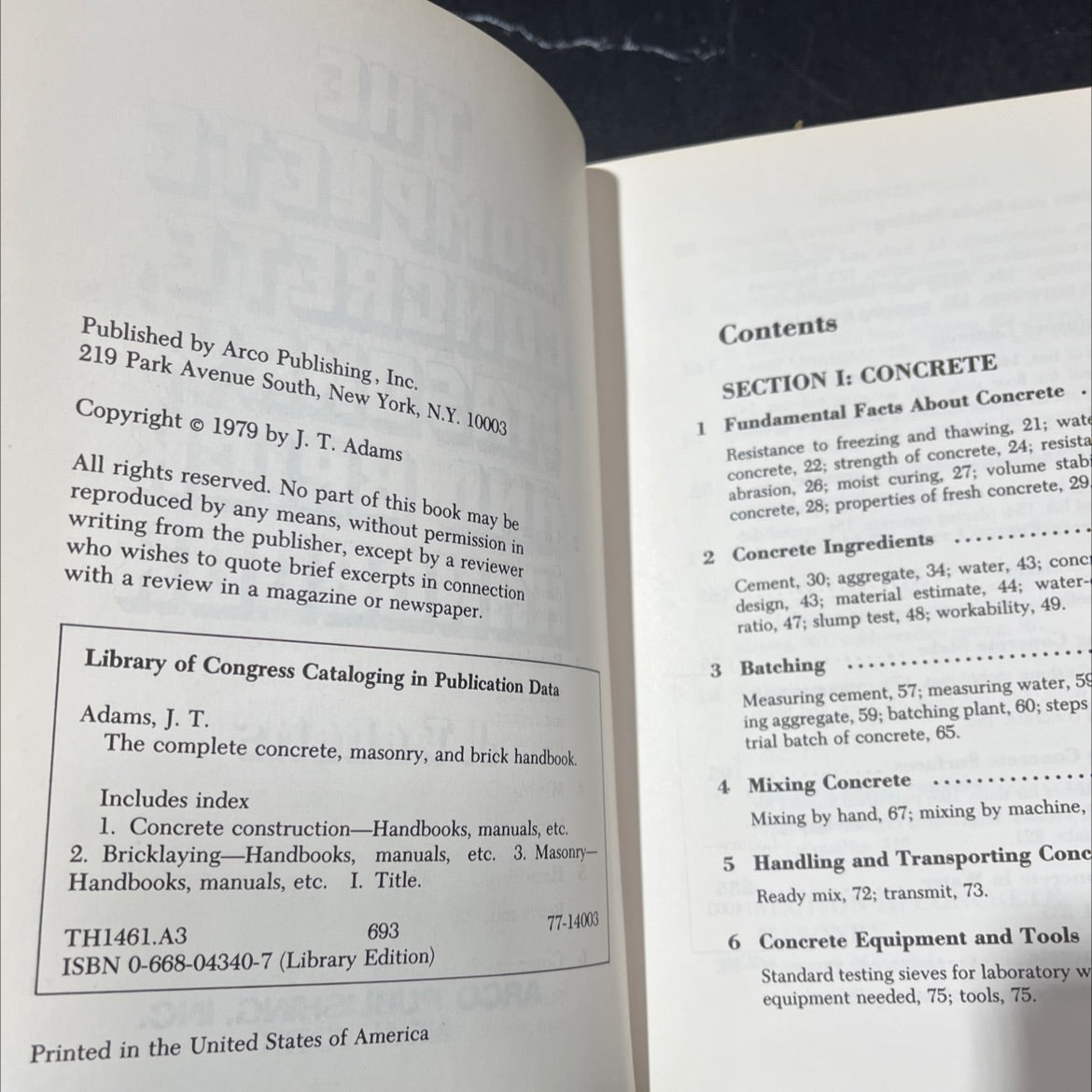 the complete concrete masonry and brick handbook book, by J. T. Adams, 1979 Hardcover image 3