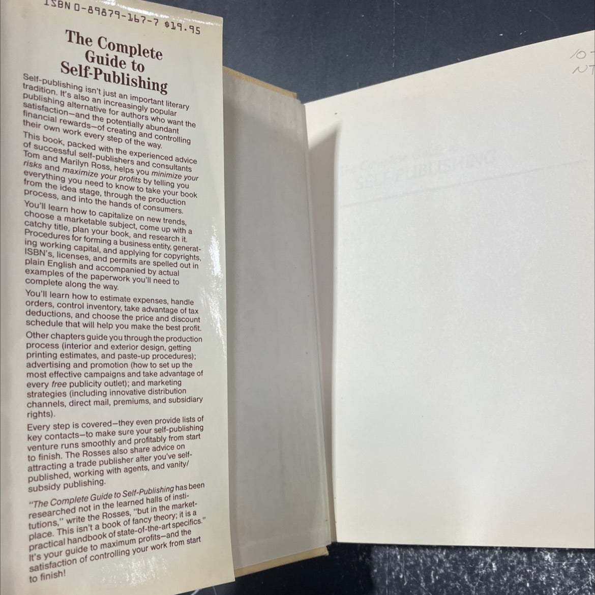 the complete guide to self-publishing book, by tom and marilyn ross, 1985 Hardcover image 4