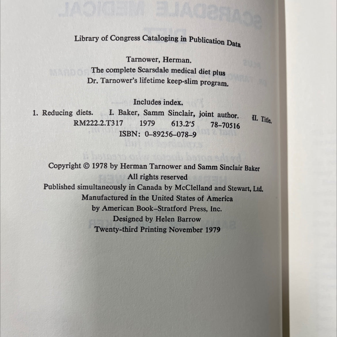 the complete scarsdale medical plus diet dr. tarnower's lifetime keep-slim program book, by herman tarnower, samm image 3