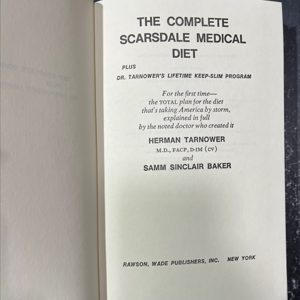 the complete scarsdale medical plus diet dr. tarnower's lifetime keep-slim program book, by herman tarnower, samm image 2