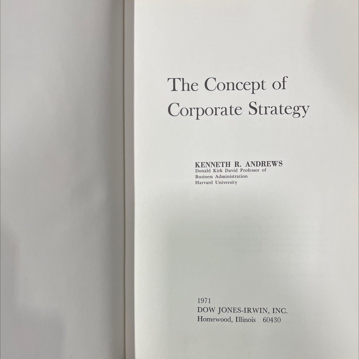 the concept of corporate strategy book, by kenneth r. andrews, 1971 Hardcover image 2