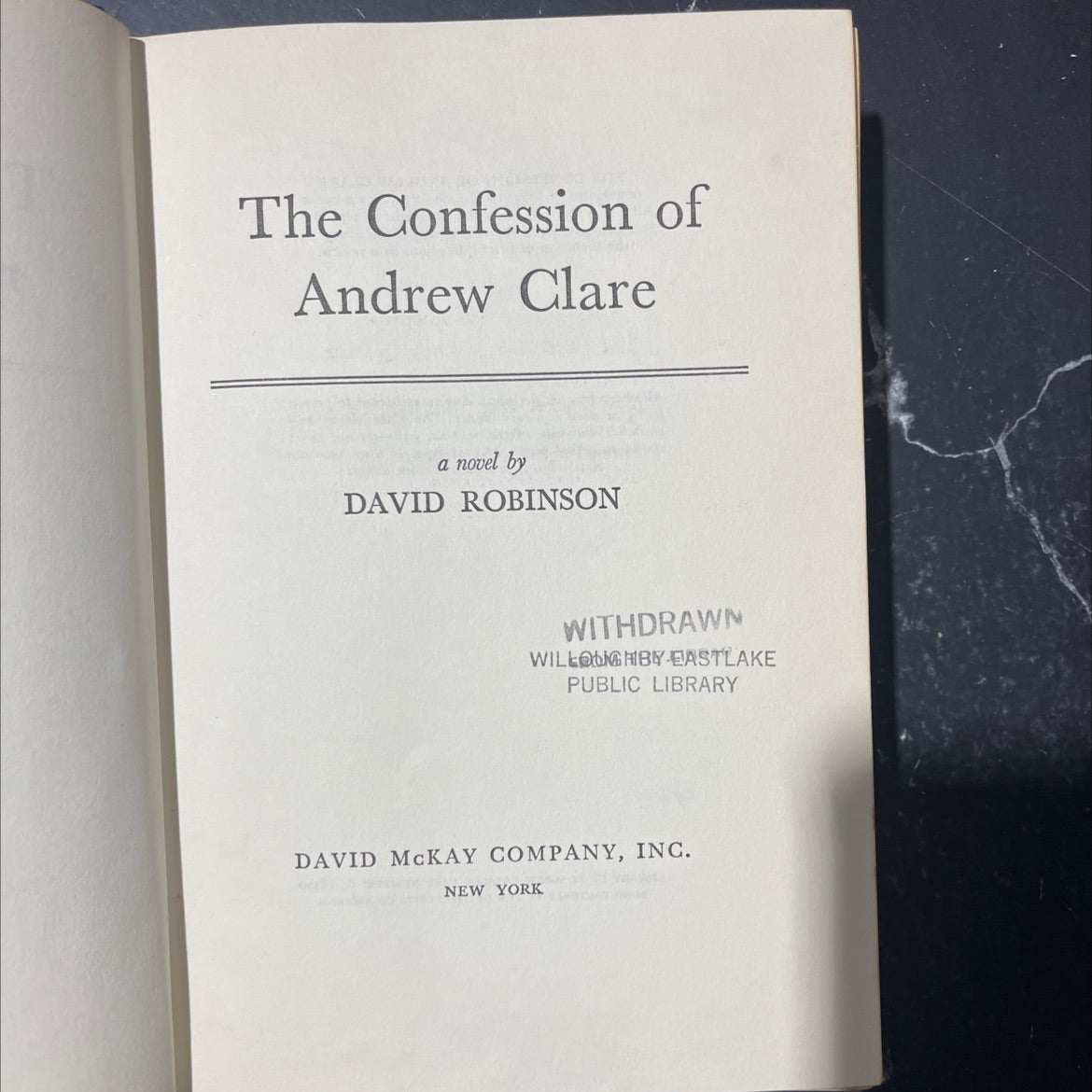 the confession of andrew clare book, by david robinson, 1968 Hardcover image 2