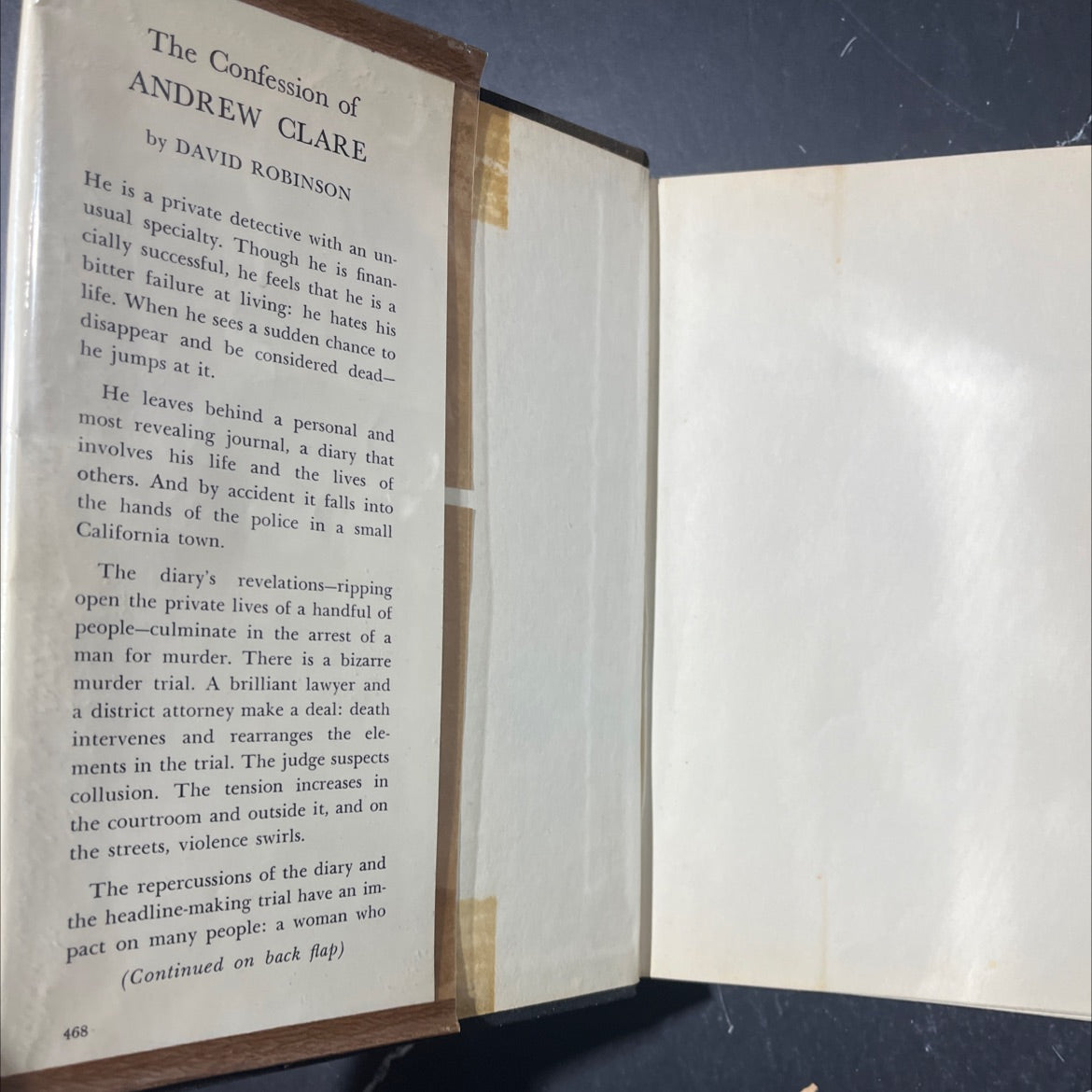 the confession of andrew clare book, by david robinson, 1968 Hardcover image 4