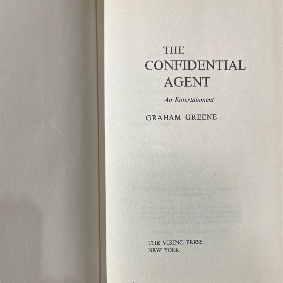 the confidential agent an entertainment book, by graham greene, 1967 Hardcover image 2