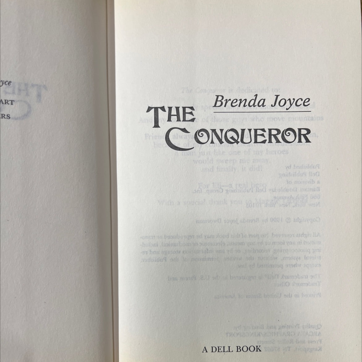 the conqueror book, by brenda joyce, 1990 Hardcover image 2