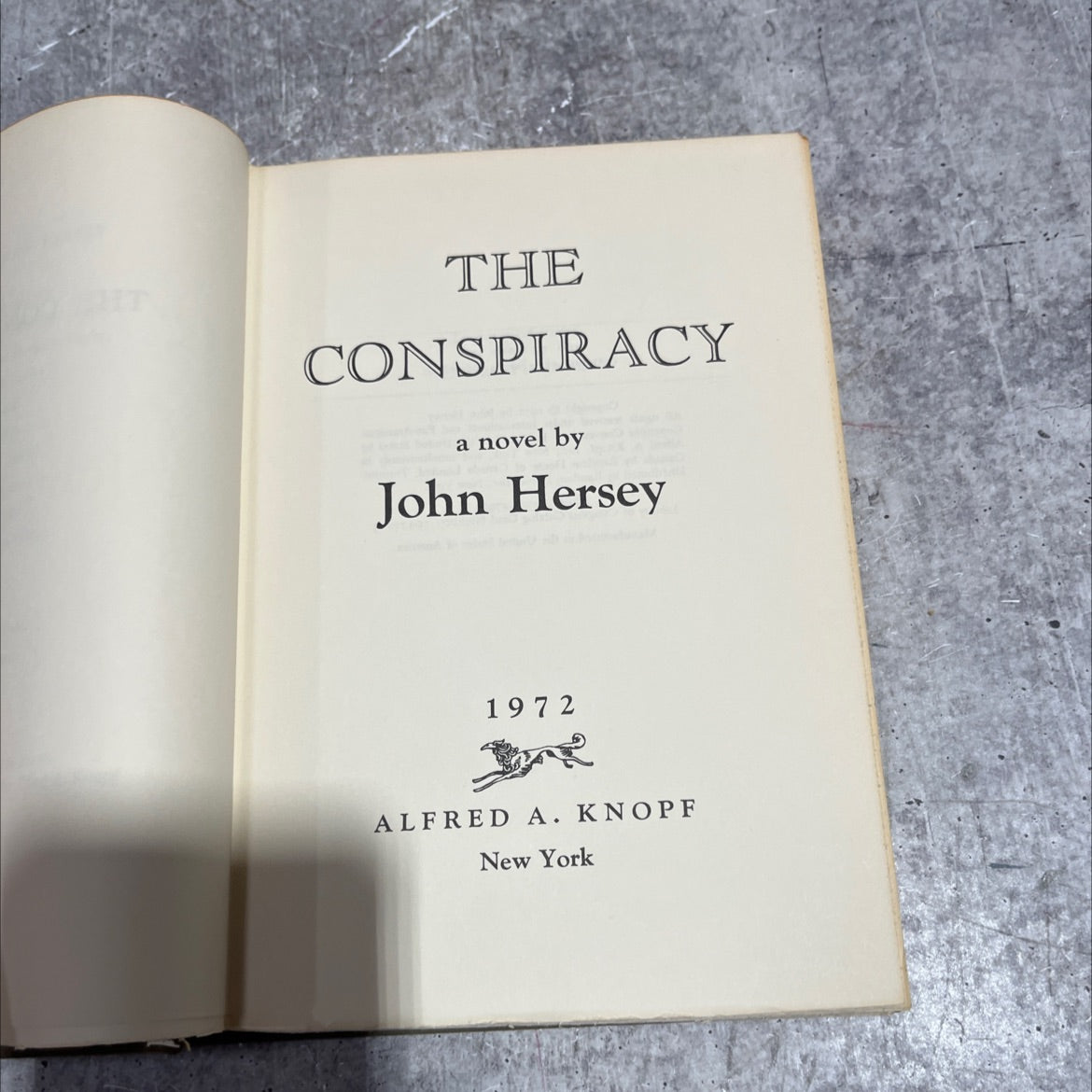the conspiracy book, by john hersey, 1972 Hardcover image 2