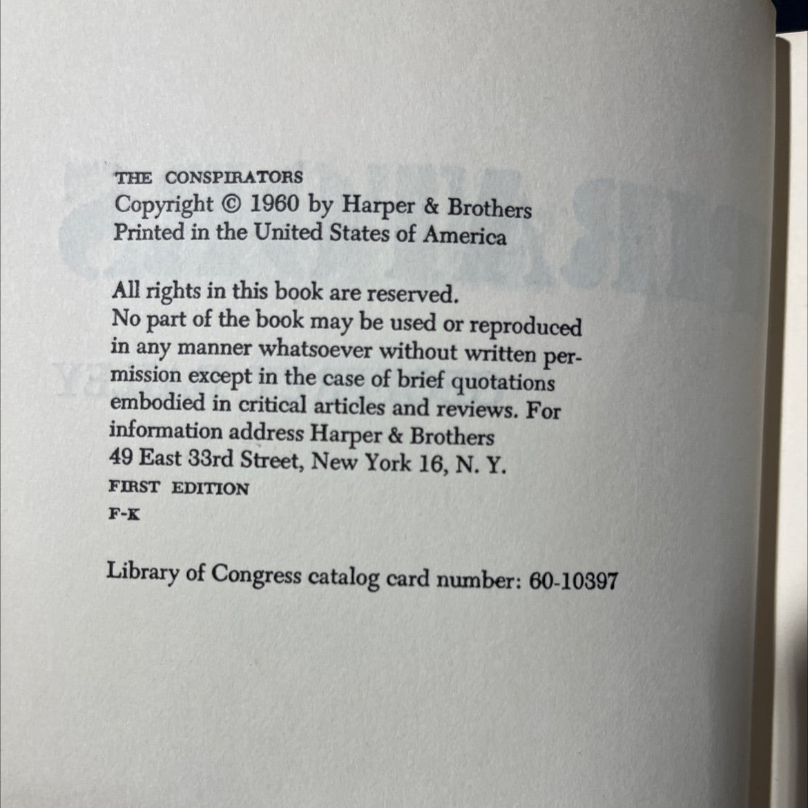 the conspirators book, by geoffrey bailey, 1960 Hardcover image 3