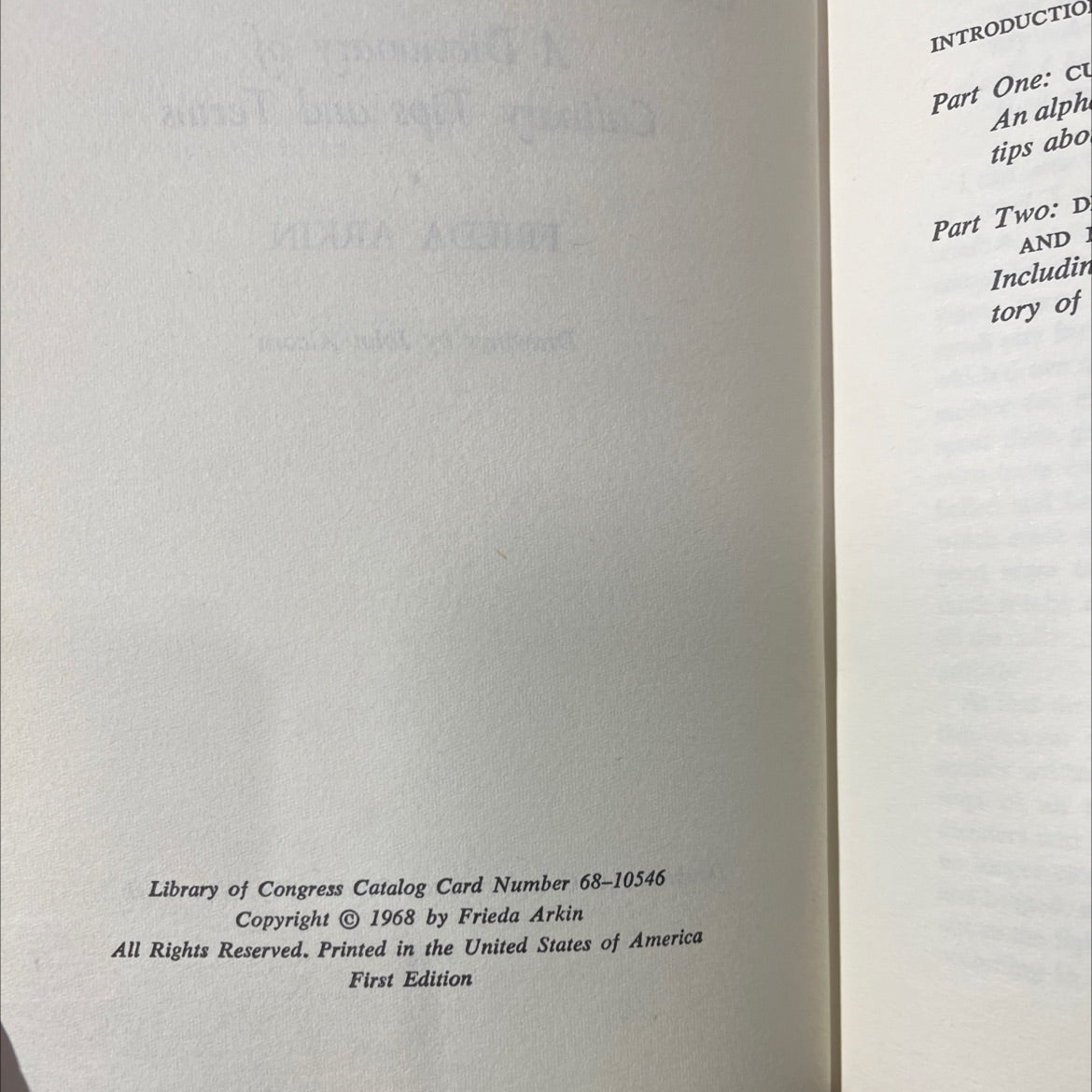 the cook's companion a dictionary of culinary tips and terms book, by frieda arkin, 1968 Hardcover image 3