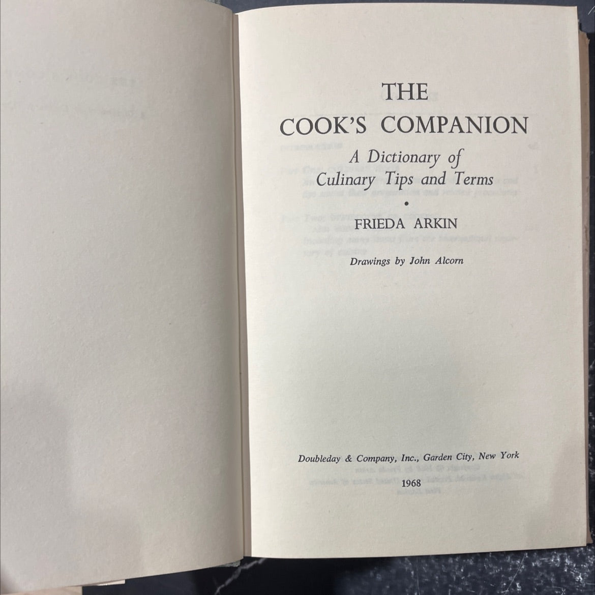 the cook's companion a dictionary of culinary tips and terms book, by frieda arkin, 1968 Hardcover image 2