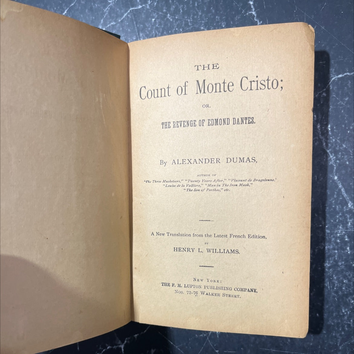 the count of monte cristo; or. the revenge of edmond dantes book, by alexander dumas, unknown Hardcover image 2
