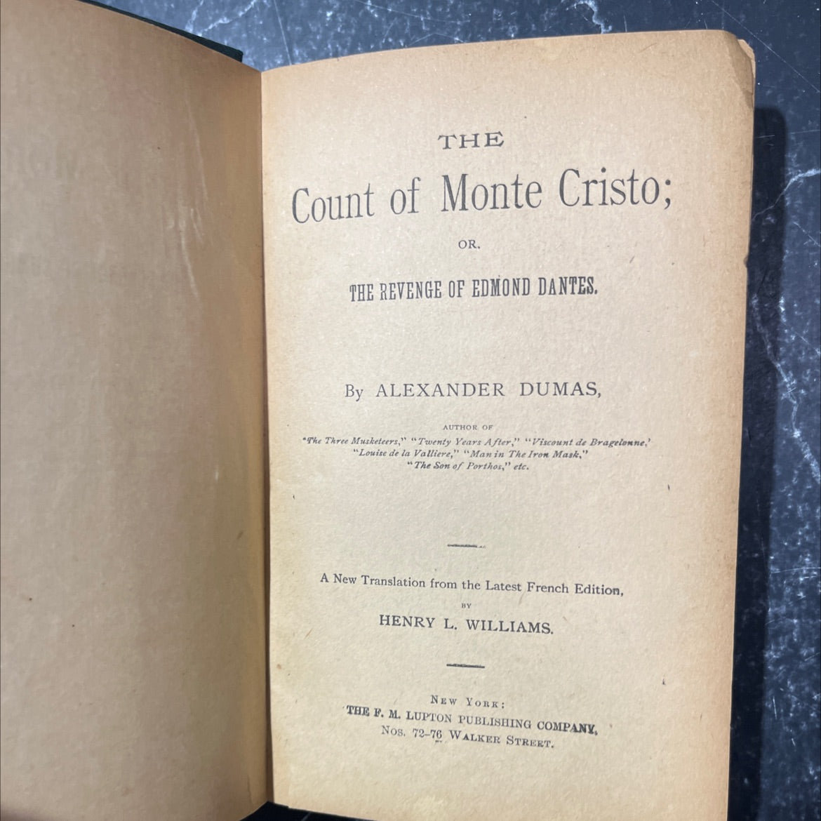 the count of monte cristo; or. the revenge of edmond dantes book, by alexander dumas, unknown Hardcover image 3