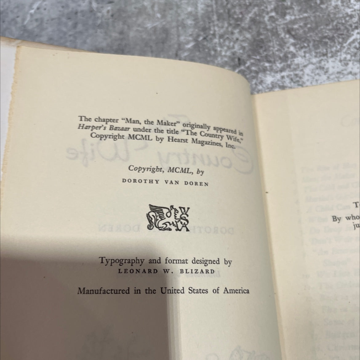 the country wife book, by dorothy van doren, 1950 Hardcover image 3