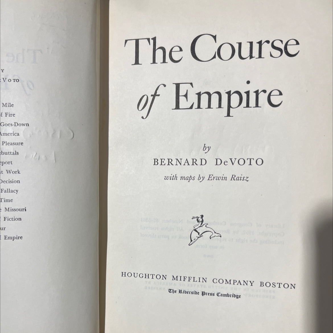 the course of empire book, by bernard devoto, 1952 Hardcover image 2