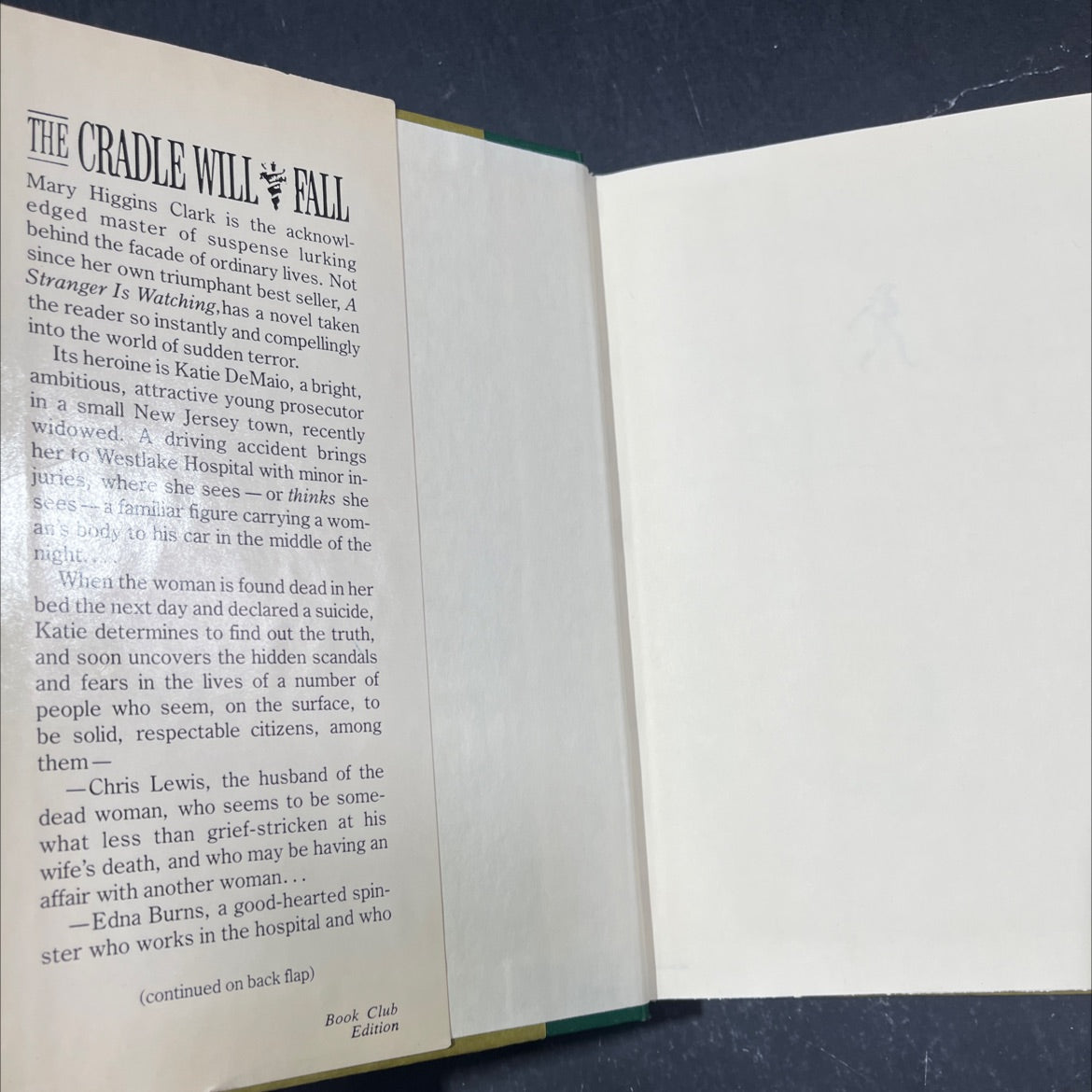 the cradle will fall book, by Mary Higgins Clark, 1980 Hardcover image 4