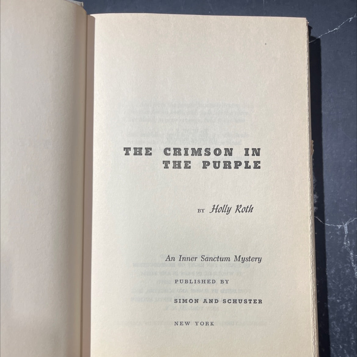 the crimson in the purple book, by holly roth, 1956 Hardcover image 2