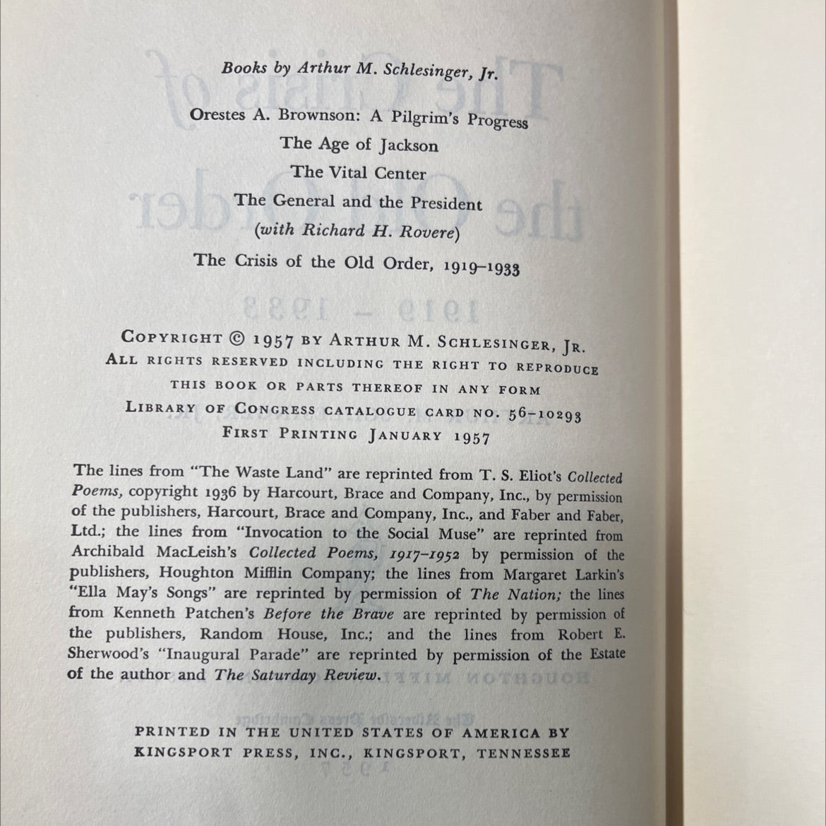 the crisis of the old order 1919-1933 book, by arthur m. schlesinger, jr., 1957 Hardcover image 3